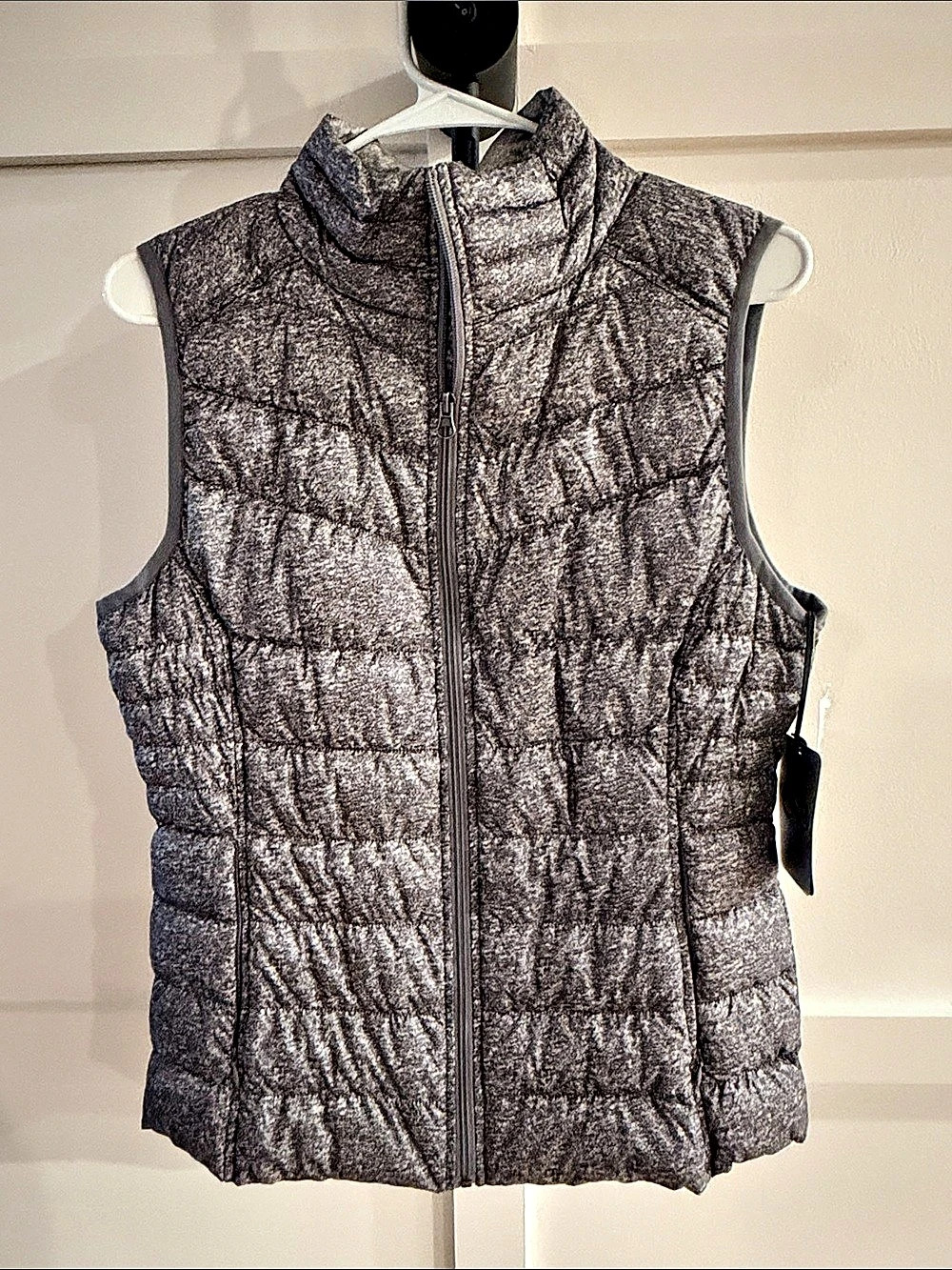 Be Boundless Charcoal Heather Quilted Puffer Vest Gray Medium